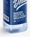 Blue PET Water Bottle Mockup - Half Side View (High-Angle Shot)