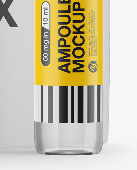 Clear Glass Ampoule &amp; Box Mockup