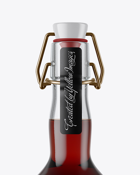 Clear Glass Beugel Red Drink Bottle Mockup