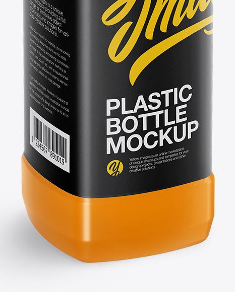 Glossy PET Bottle Mockup - Half Side View (High-Angle Shot)