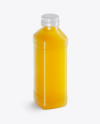 Clear PET Orange Juice Bottle Mockup - Half Side View (High-Angle Shot)