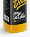 Clear PET Orange Juice Bottle Mockup - Half Side View (High-Angle Shot)