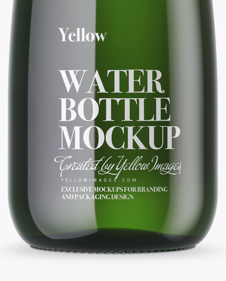 Green Glass Water Bottle Mockup