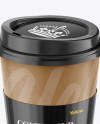 Paper Coffee Cup With Sleeve Mockup - Front View (High-Angle Shot)