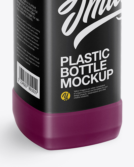 Matte PET Bottle Mockup - Half Side View (High-Angle Shot)