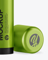 Opened Metallic Lip Balm Tube Mockup