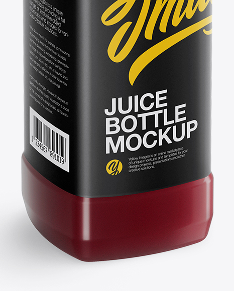 Clear PET Cherry Juice Bottle Mockup - Half Side View (High-Angle Shot)