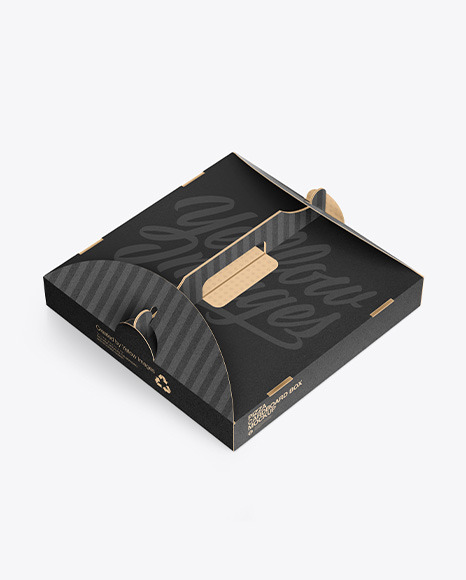Kraft Pizza Box w/ Handle Mockup