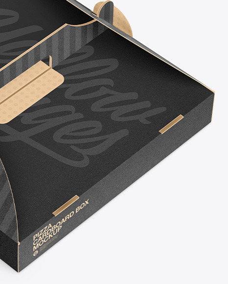 Kraft Pizza Box w/ Handle Mockup