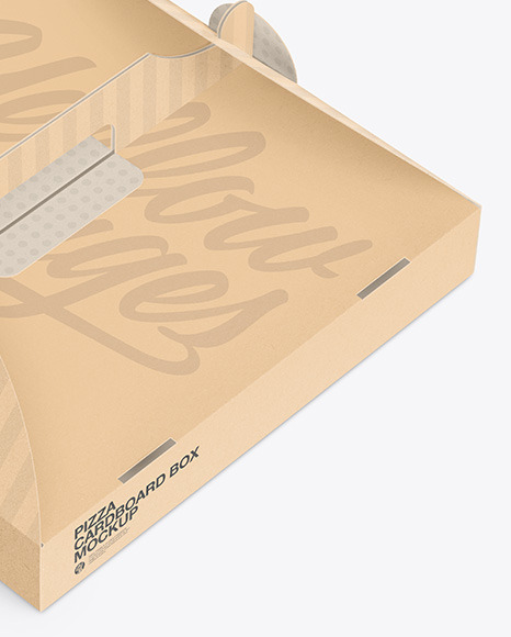 Kraft Pizza Box w/ Handle Mockup