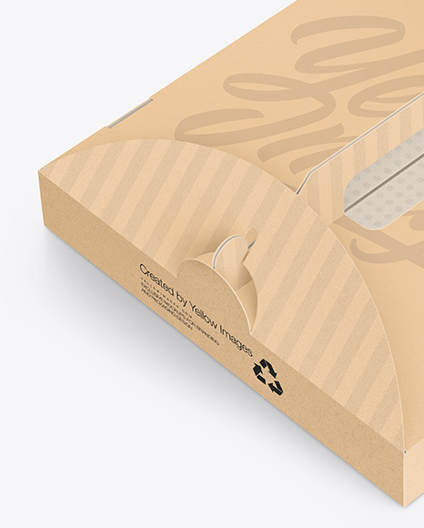 Kraft Pizza Box w/ Handle Mockup