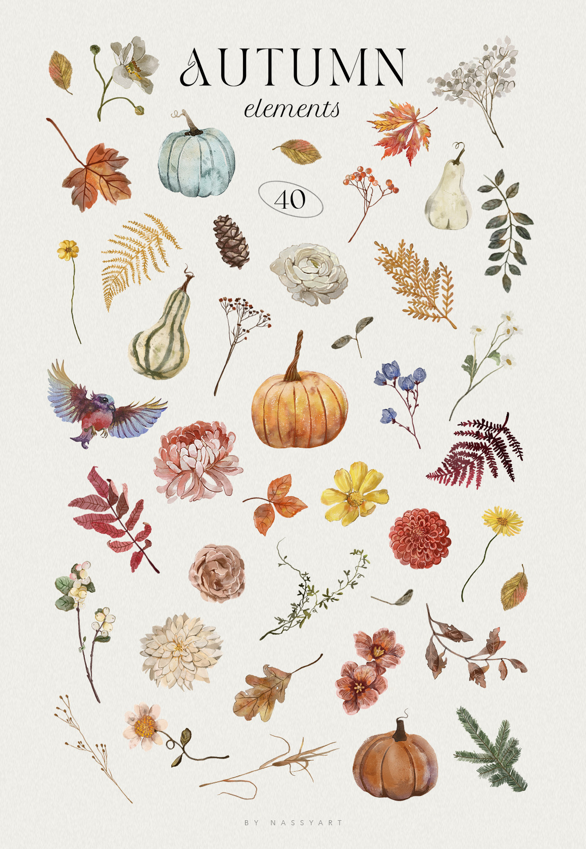 Autumn Fall Watercolor Set