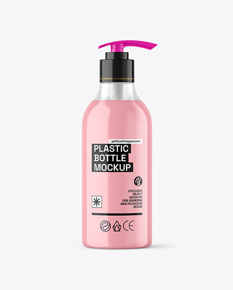 Clear Liquid Soap Cosmetic Bottle with Pump Mockup