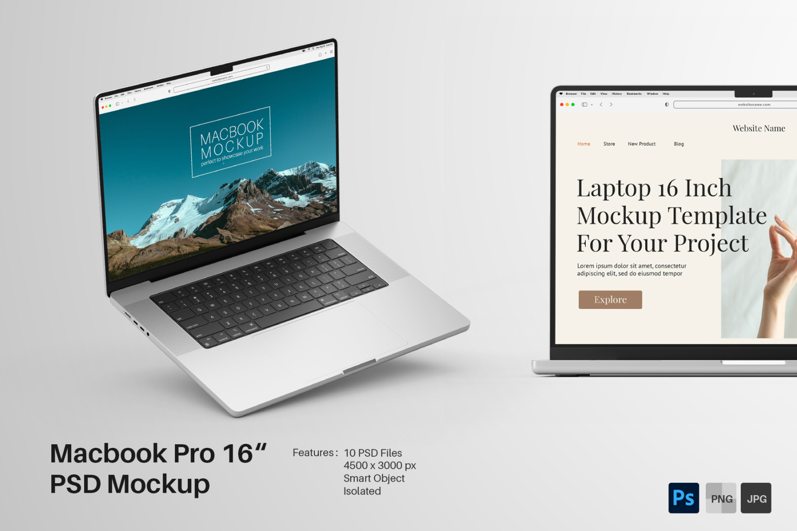 Macbook Pro 16 Inch Laptop Mockup Set - 10 PSD