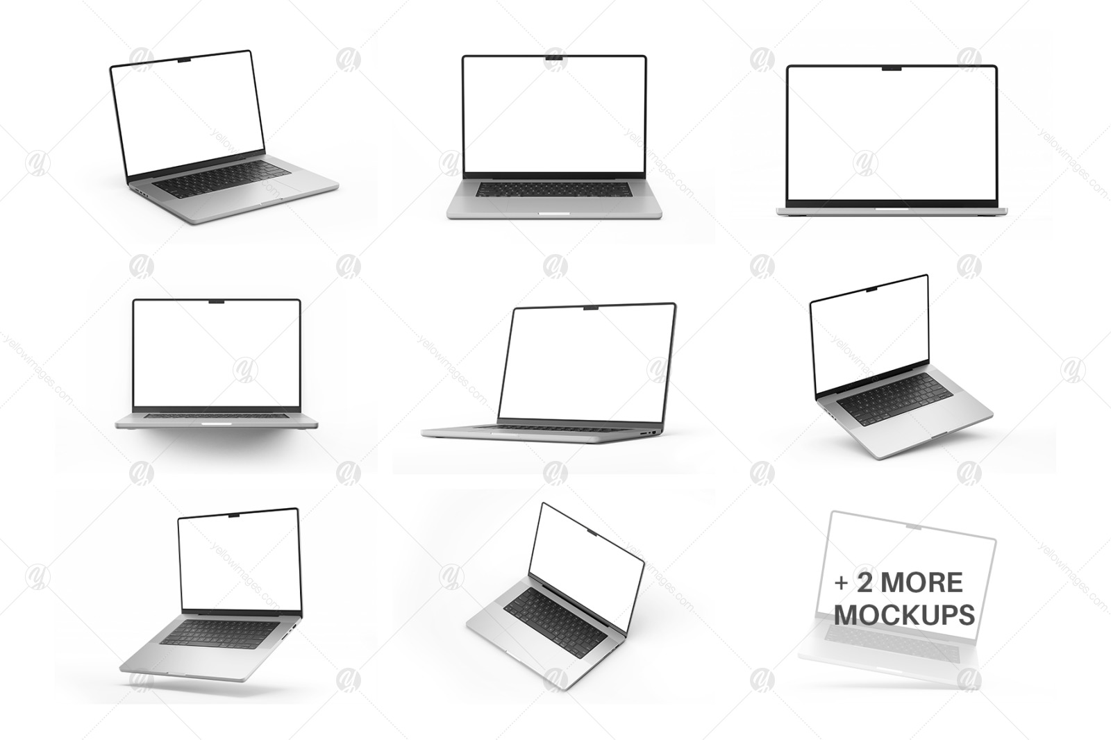 Macbook Pro 16 Inch Laptop Mockup Set - 10 PSD