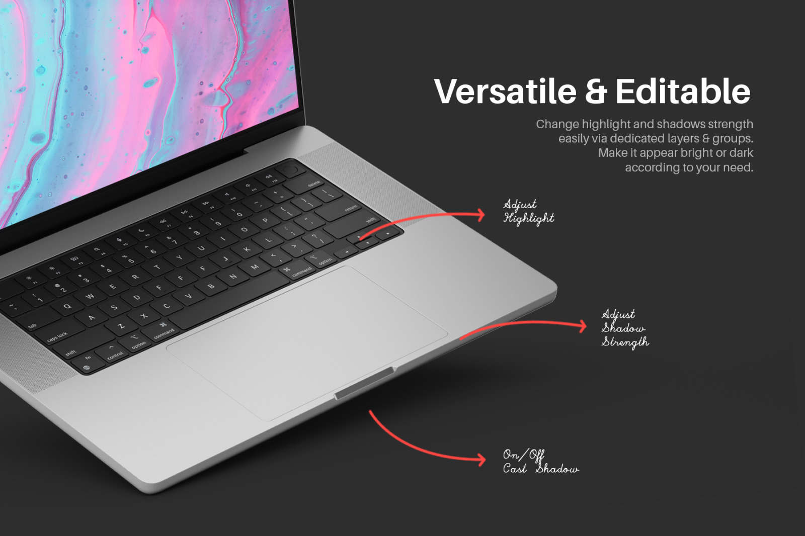 Macbook Pro 16 Inch Laptop Mockup Set - 10 PSD