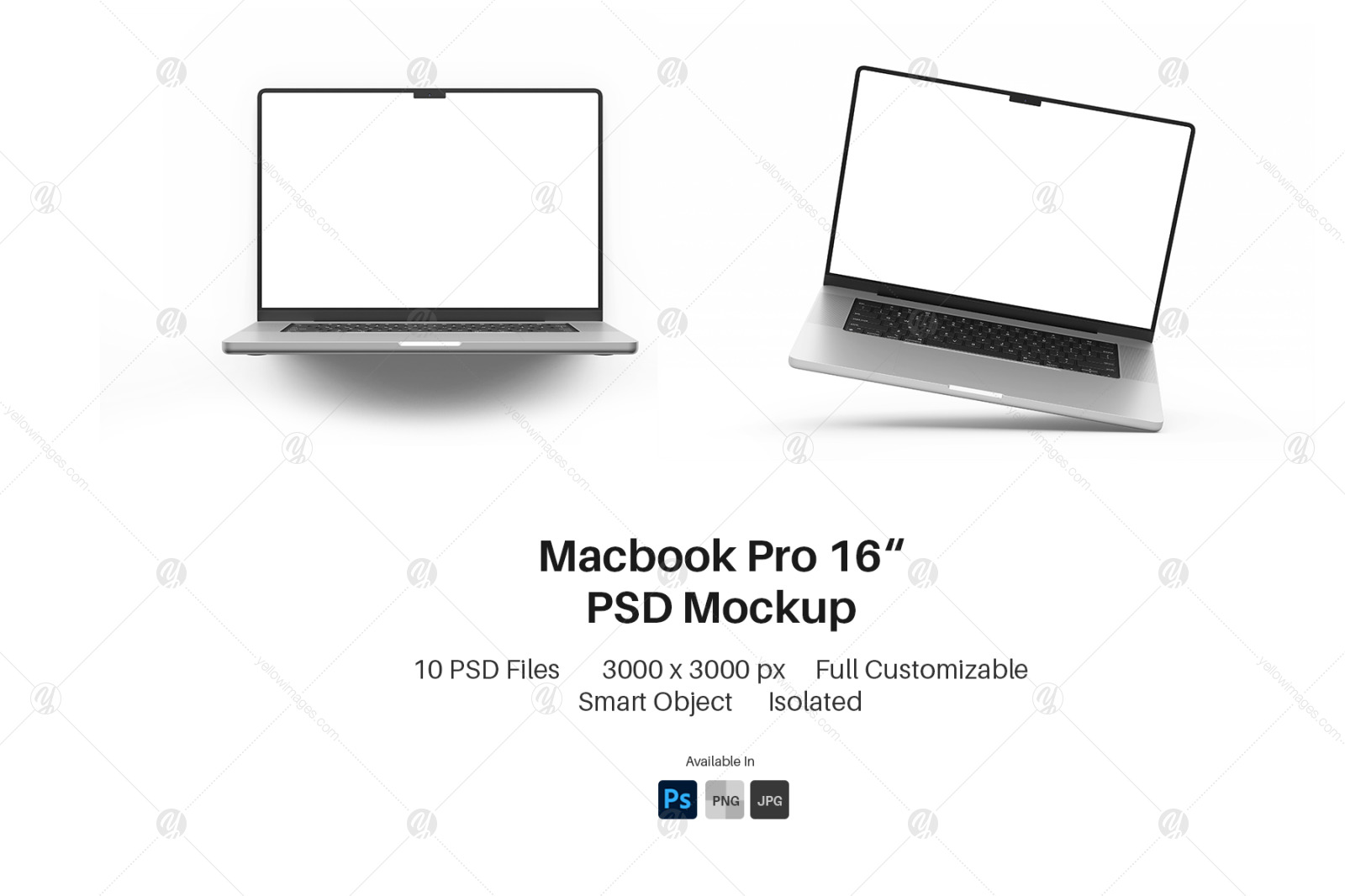 Macbook Pro 16 Inch Laptop Mockup Set - 10 PSD