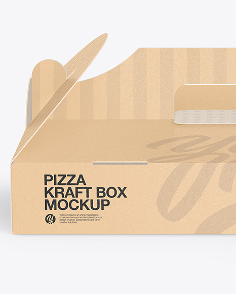 Kraft Pizza Box w/ Handle Mockup