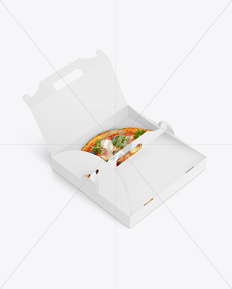 Opened Kraft Box w/ Pizza Mockup