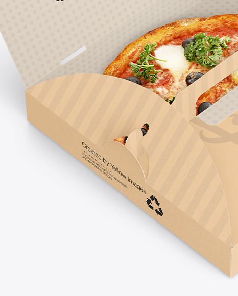 Opened Kraft Box w/ Pizza Mockup