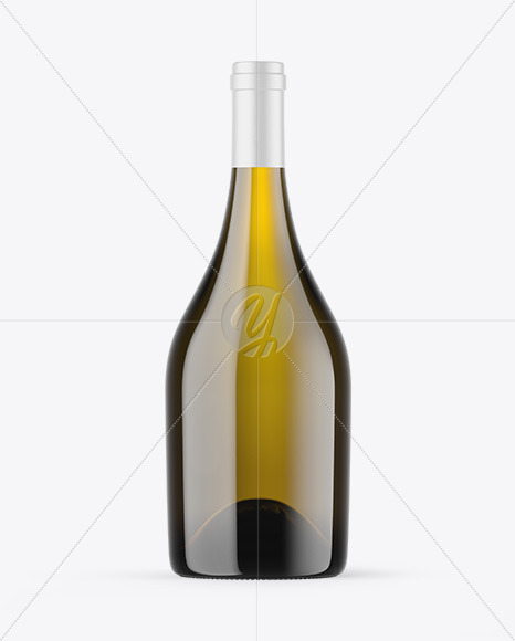 Antique Green Glass White Wine Bottle Mockup