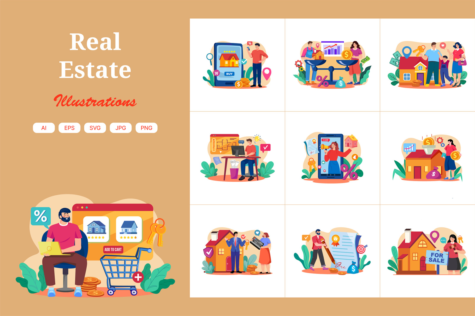 M651_Real Estate Illustration Pack M651_Real Estate Illustration Pack