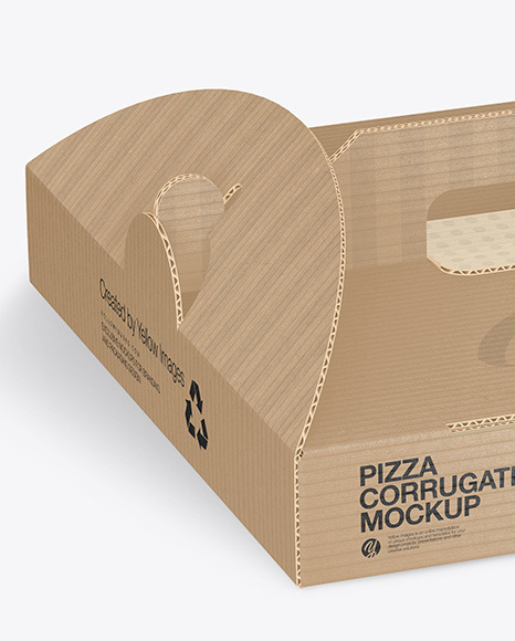 Corrugated Pizza Box w/ Handle Mockup