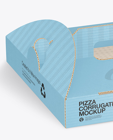 Corrugated Pizza Box w/ Handle Mockup