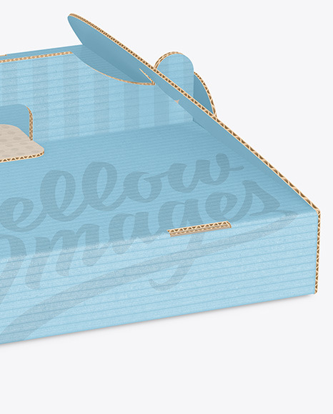 Corrugated Pizza Box w/ Handle Mockup