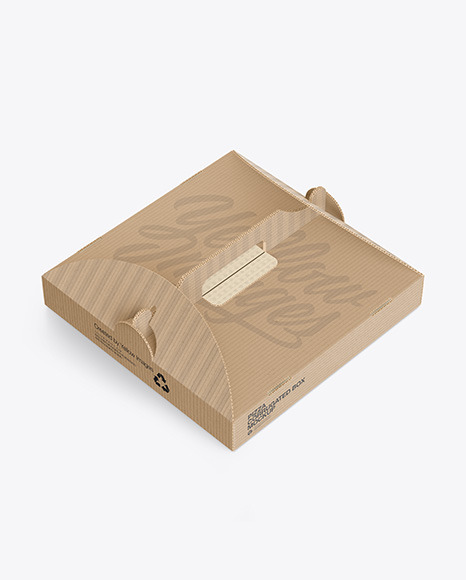 Corrugated Pizza Box w/ Handle Mockup