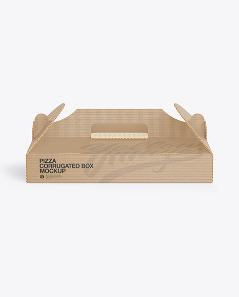 Corrugated Pizza Box w/ Handle Mockup