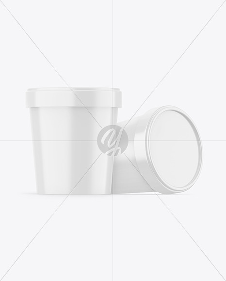 Two Glossy Ice Cream Cups Mockup