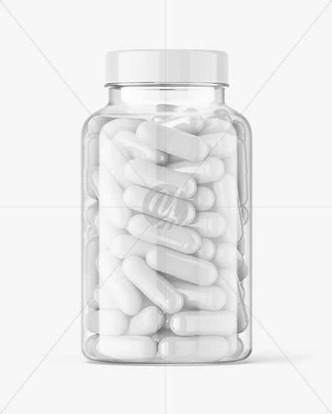 Clear Capsules Bottle Mockup