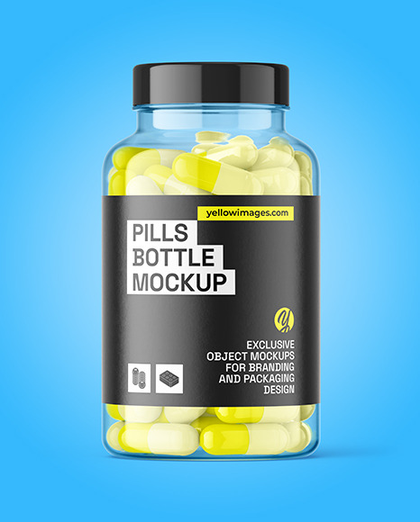 Clear Capsules Bottle Mockup