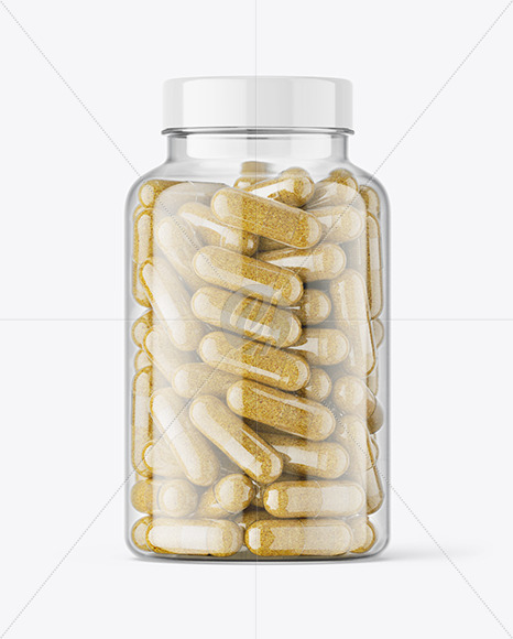 Clear Herbal Capsules Bottle Mockup