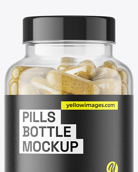 Clear Herbal Capsules Bottle Mockup