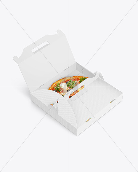 Opened Corrugated Box w/ Pizza Mockup