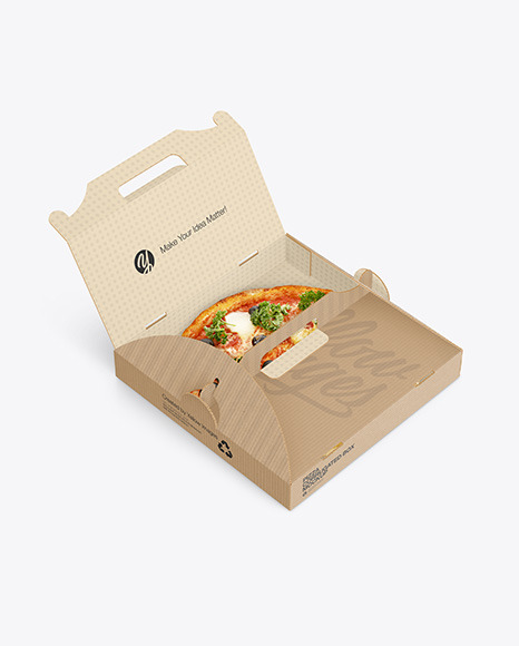 Opened Corrugated Box w/ Pizza Mockup