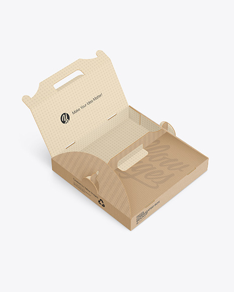 Opened Corrugated Box w/ Pizza Mockup