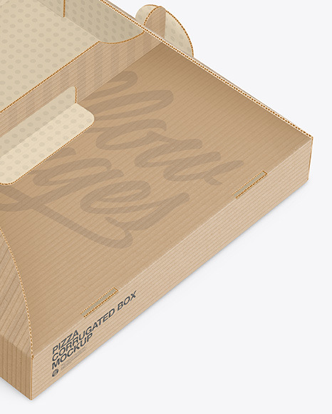 Opened Corrugated Box w/ Pizza Mockup