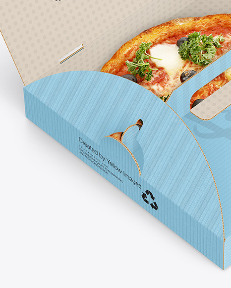 Opened Corrugated Box w/ Pizza Mockup