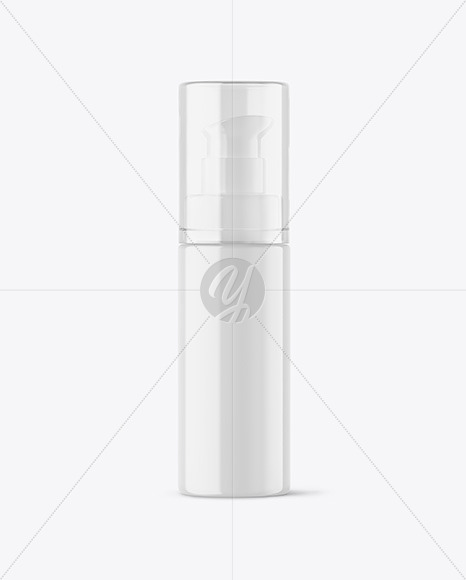 Glossy Cosmetic Bottle with Pump Mockup