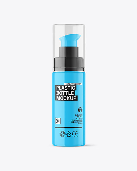 Glossy Cosmetic Bottle with Pump Mockup