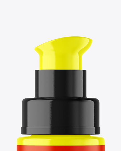 Glossy Cosmetic Bottle with Pump Mockup