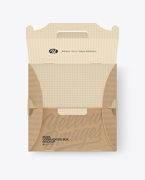 Opened Corrugated Box w/ Pizza Mockup