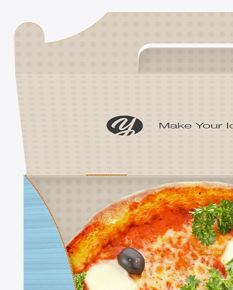 Opened Corrugated Box w/ Pizza Mockup