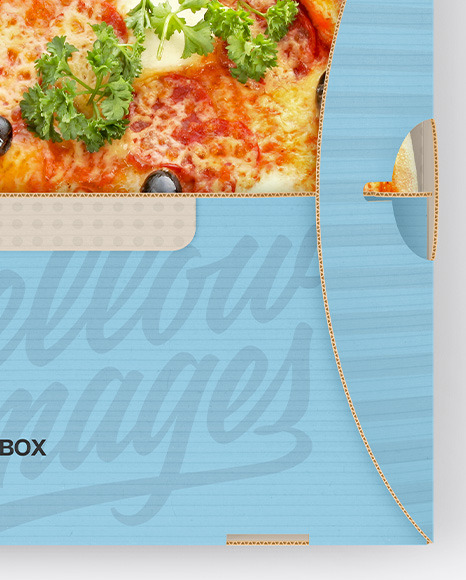 Opened Corrugated Box w/ Pizza Mockup