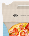 Opened Corrugated Box w/ Pizza In Hands Mockup