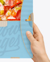 Opened Corrugated Box w/ Pizza In Hands Mockup