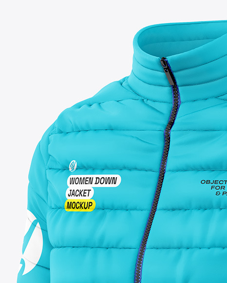 Woman's Down Jacket Mockup - Half Side View